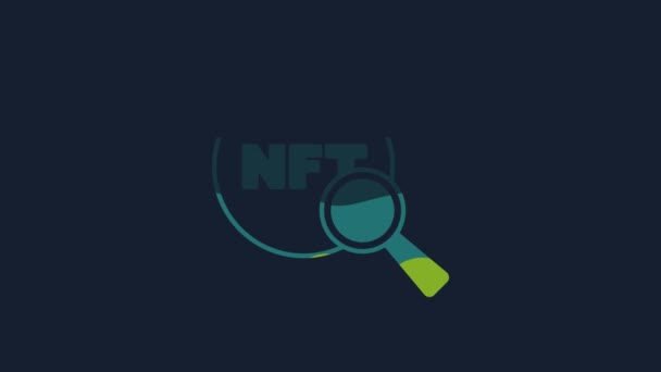 Yellow Search Nft Icon Isolated Blue Background Non Fungible Token — Αρχείο Βίντεο