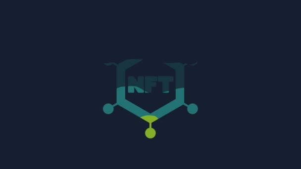 Технологічний Ікона Yellow Nft Blockchain Ізольована Синьому Фоні Невеселі Жетони — стокове відео