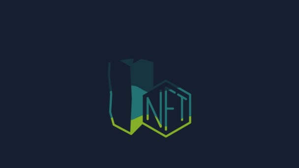 Yellow Nft Digital Crypto Art Icon Isolated Blue Background Non — 비디오