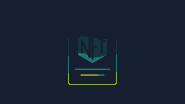 Yellow Nft Contract Icon Isolated Blue Background Non Fungible Token — Wideo stockowe