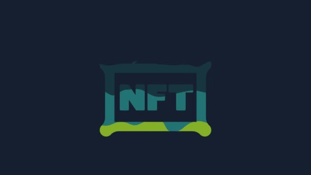 Yellow Nft Digital Crypto Art Icon Isolated Blue Background Non — Stockvideo