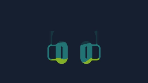 Yellow Headphones Icon Isolated Blue Background Support Customer Service Hotline — Stock videók