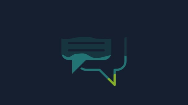 Yellow Speech Bubble Chat Icon Isolated Blue Background Message Icon — Wideo stockowe
