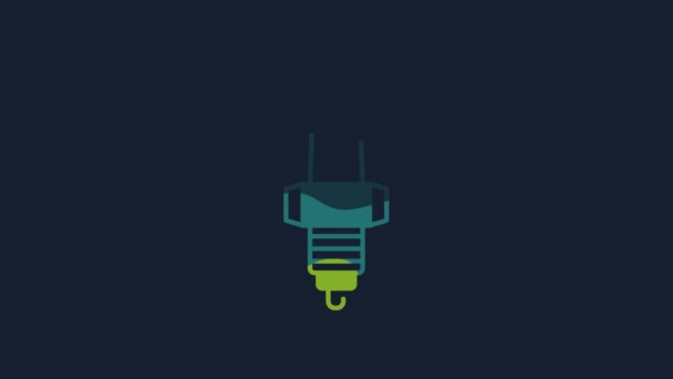 Yellow Car Spark Plug Icon Isolated Blue Background Car Electric — Wideo stockowe
