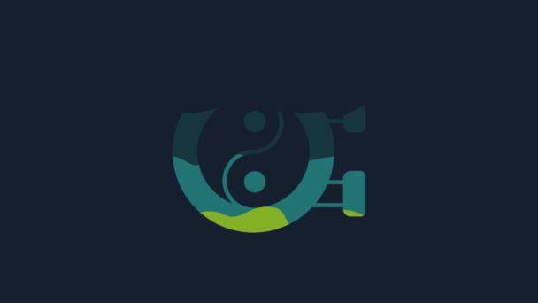 Yellow Yin Yang Symbol Harmony Balance Icon Isolated Blue Background — Vídeo de stock