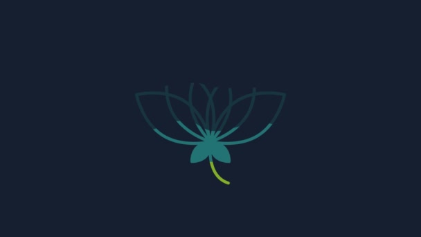 Ікона Жовтого Квітка Lotus Ізольована Синьому Фоні Відеографічна Анімація — стокове відео
