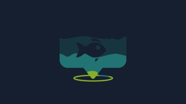 Yellow Fish Icon Isolated Blue Background Video Motion Graphic Animation — Stockvideo
