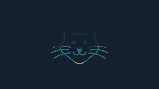 Yellow Cat Icon Isolated Blue Background Video Motion Graphic Animation — Stock video