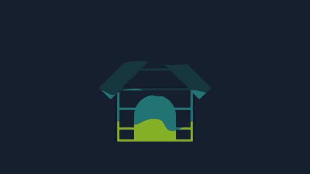 Yellow Dog House Icon Isolated Blue Background Dog Kennel Video — Video
