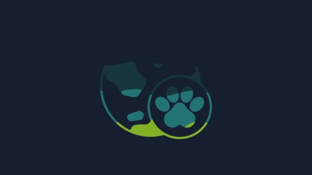 Yellow World Pet Icon Isolated Blue Background Video Motion Graphic — 비디오