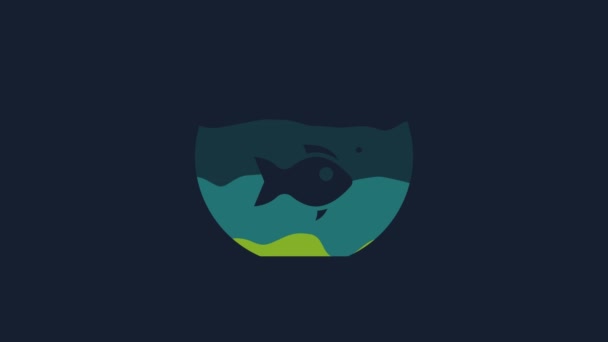 Yellow Aquarium Fish Icon Isolated Blue Background Glass Aquarium Aquarium — Vídeo de Stock