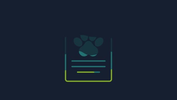 Yellow Clipboard Medical Clinical Record Pet Icon Isolated Blue Background — Stok video