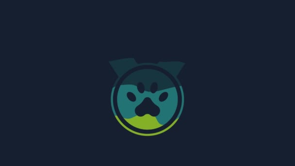 Yellow Pet Award Symbol Icon Isolated Blue Background Badge Dog — 图库视频影像