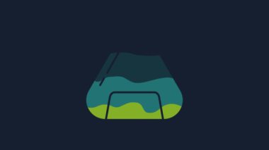 Mavi arkaplanda sarı suşi simgesi izole edildi. Geleneksel Japon yemekleri. 4K Video hareketli grafik canlandırması.