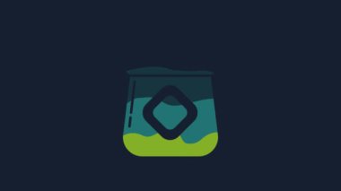 Yellow Jar of honey icon isolated on blue background. Food bank. Sweet natural food symbol. 4K Video motion graphic animation.