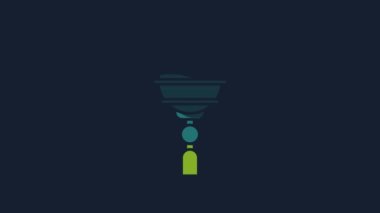Yellow Chinese paper lantern icon isolated on blue background. 4K Video motion graphic animation.