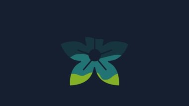 Yellow Lotus flower icon isolated on blue background. 4K Video motion graphic animation.