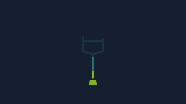 Yellow Crutch Crutches Icon Isolated Blue Background Equipment Rehabilitation People — Vídeo de Stock