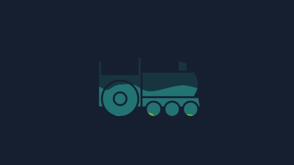 Icône Train Jaune Rétro Isolée Sur Fond Bleu Symbole Des — Video