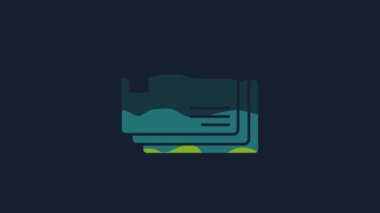 Sarı Zarf simgesi mavi arkaplanda izole edildi. E- posta mektup sembolü. 4K Video hareketli grafik canlandırması.