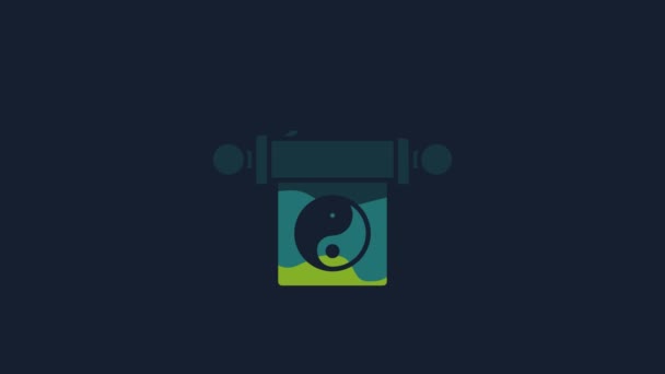 Yellow Yin Yang Symbol Harmony Balance Icon Isolated Blue Background — Stock Video