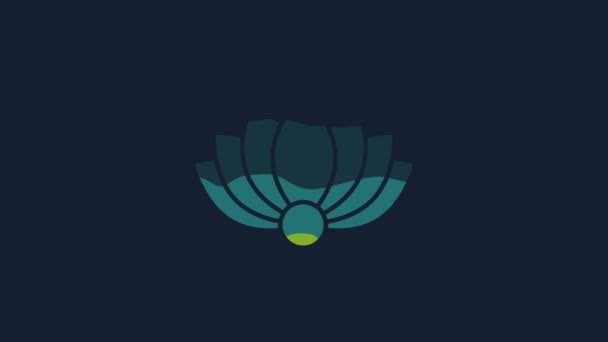 Yellow Lotus Flower Icon Isolated Blue Background Video Motion Graphic — Wideo stockowe