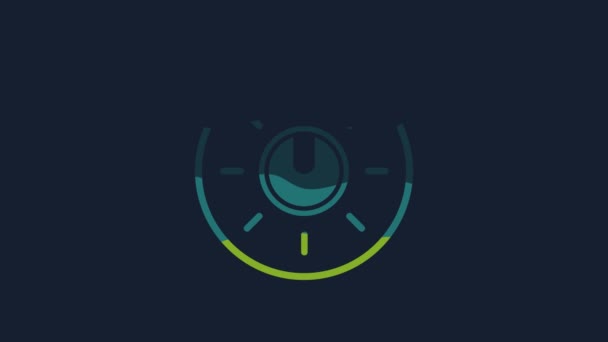 Yellow Dial Knob Level Technology Settings Icon Isolated Blue Background — Vídeo de Stock