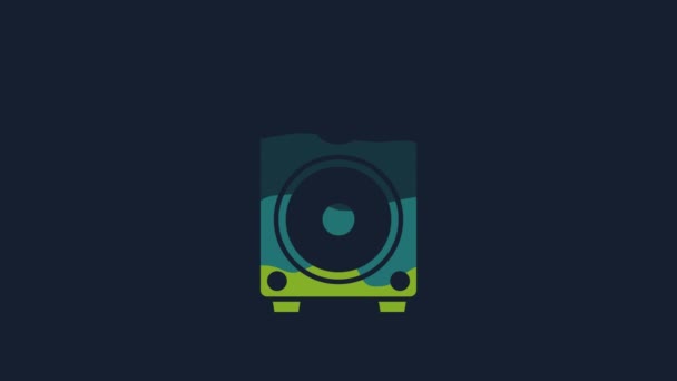 Yellow Stereo Speaker Icon Isolated Blue Background Sound System Speakers — Αρχείο Βίντεο