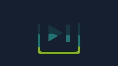 Sarı Hızlı ileri simgesi mavi arkaplanda izole edildi. 4K Video hareketli grafik canlandırması.