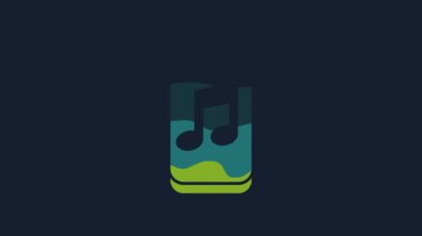 Yellow Music player icon isolated on blue background. Portable music device. 4K Video motion graphic animation.