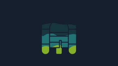 Sarı Rafting teknesi ikonu mavi arka planda izole edildi. Şişme bot. Su sporları, ekstrem sporlar, tatil, tatil. 4K Video hareketli grafik canlandırması.