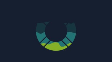 Sarı Lifebuoy simgesi mavi arkaplanda izole edildi. Hayat kurtaran yüzen can simidi plaj için, kurtarma kemeri insanları kurtarmak için. 4K Video hareketli grafik canlandırması.