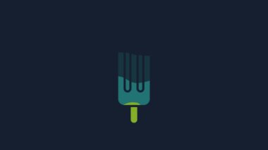 Yellow Ice cream icon isolated on blue background. Sweet symbol. 4K Video motion graphic animation.