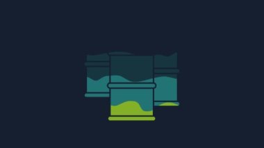 Yellow Barrel oil icon isolated on blue background. 4K Video motion graphic animation.