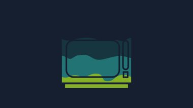 Yellow Retro tv icon isolated on blue background. Television sign. 4K Video motion graphic animation.