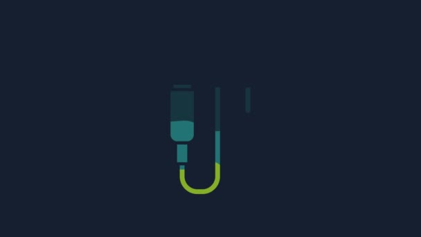 Yellow Audio Jack Icon Isolated Blue Background Audio Cable Connection — Vídeos de Stock