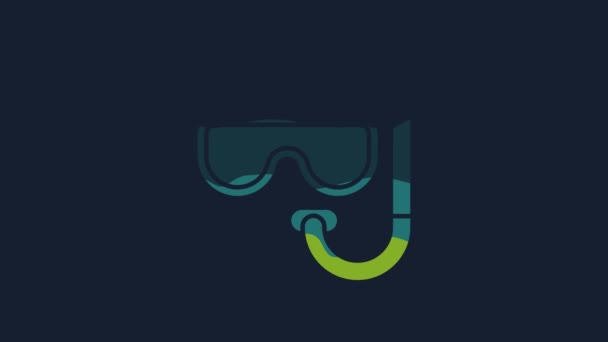 Yellow Diving Mask Snorkel Icon Isolated Blue Background Extreme Sport — Video Stock