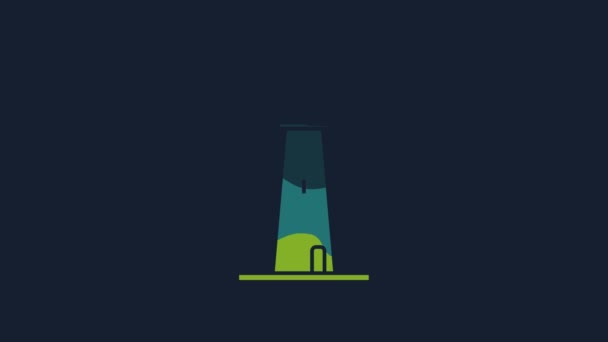 Yellow Lighthouse Icon Isolated Blue Background Video Motion Graphic Animation — Stockvideo
