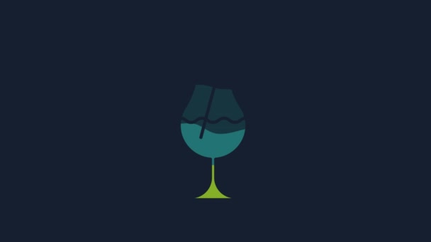 Gelbes Symbol Für Cocktails Und Alkoholgetränke Auf Blauem Hintergrund Video — Stockvideo