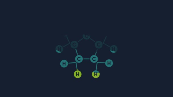 Yellow Molecule Oil Icon Isolated Blue Background Structure Molecules Chemistry — 图库视频影像