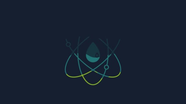 Yellow Atom Icon Isolated Blue Background Symbol Science Education Nuclear — Video Stock