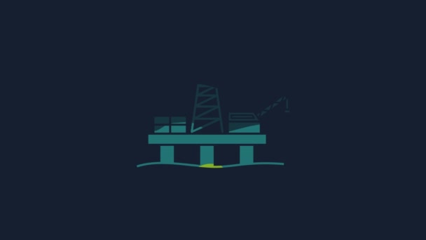 Gul Olja Plattform Havet Ikonen Isolerad Blå Bakgrund Borra Rigg — Stockvideo