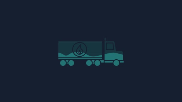 Gele Tankwagen Pictogram Geïsoleerd Blauwe Achtergrond Aardolietanker Benzinetruck Reservoir Olietrailer — Stockvideo