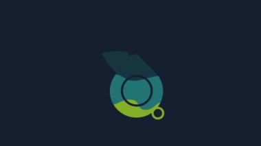 Sarı Düdük simgesi mavi arkaplanda izole edildi. Hakem sembolü. Spor ve spor burcu. 4K Video hareketli grafik canlandırması.