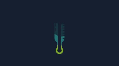 Yellow Meteorology thermometer measuring icon isolated on blue background. Thermometer equipment showing hot or cold weather. 4K Video motion graphic animation.