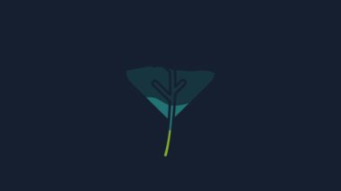 Yellow Leaf icon isolated on blue background. Leaves sign. Fresh natural product symbol. 4K Video motion graphic animation.