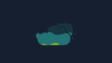 Yellow Sun and cloud weather icon isolated on blue background. 4K Video motion graphic animation.