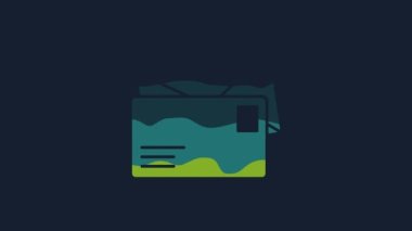 Sarı Zarf simgesi mavi arkaplanda izole edildi. E- posta mektup sembolü. 4K Video hareketli grafik canlandırması.