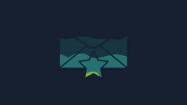 Mavi arkaplanda izole edilmiş yıldız simgesine sahip sarı zarf. Önemli bir e- posta, favori simgeye ekle. Başrolde mesaj var. 4K Video hareketli grafik canlandırması.