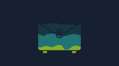 Yellow Briefcase icon isolated on blue background. Business case sign. Business portfolio. 4K Video motion graphic animation.